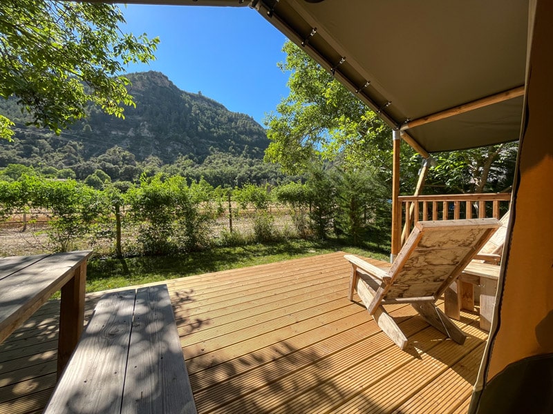 Camp in a luxury Safari tent during your vacation in the Spanish Pyrenees